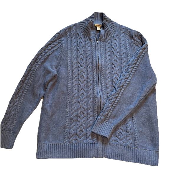 L.L. Bean Women’s Cottage Core Cable Fisherman Knit Womens SZ 1X Full Zip Up - Picture 9 of 10